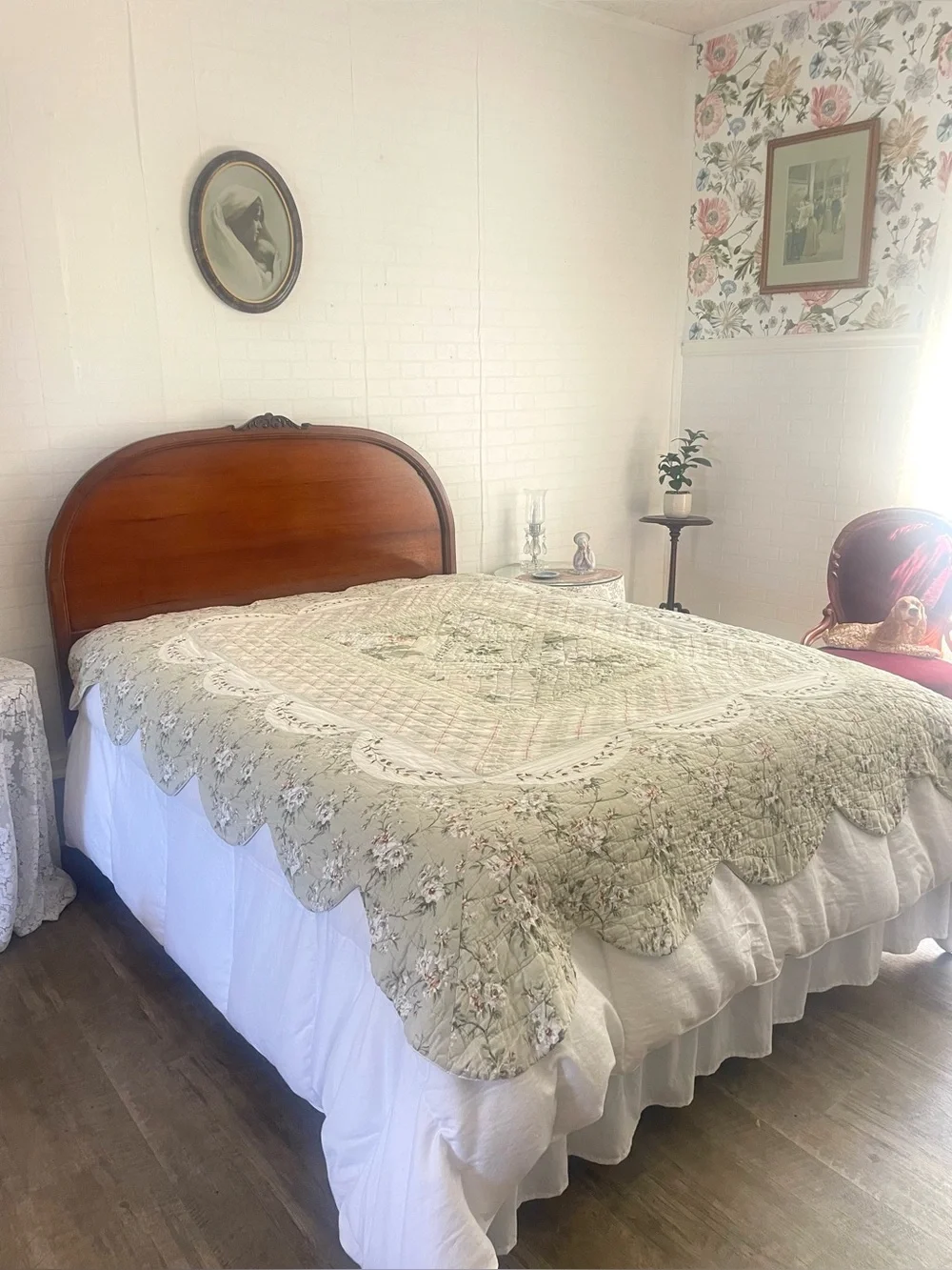 Vintage Waverly Hand Quilted Coverlet Cotton Garden Room Magnolia 72x84